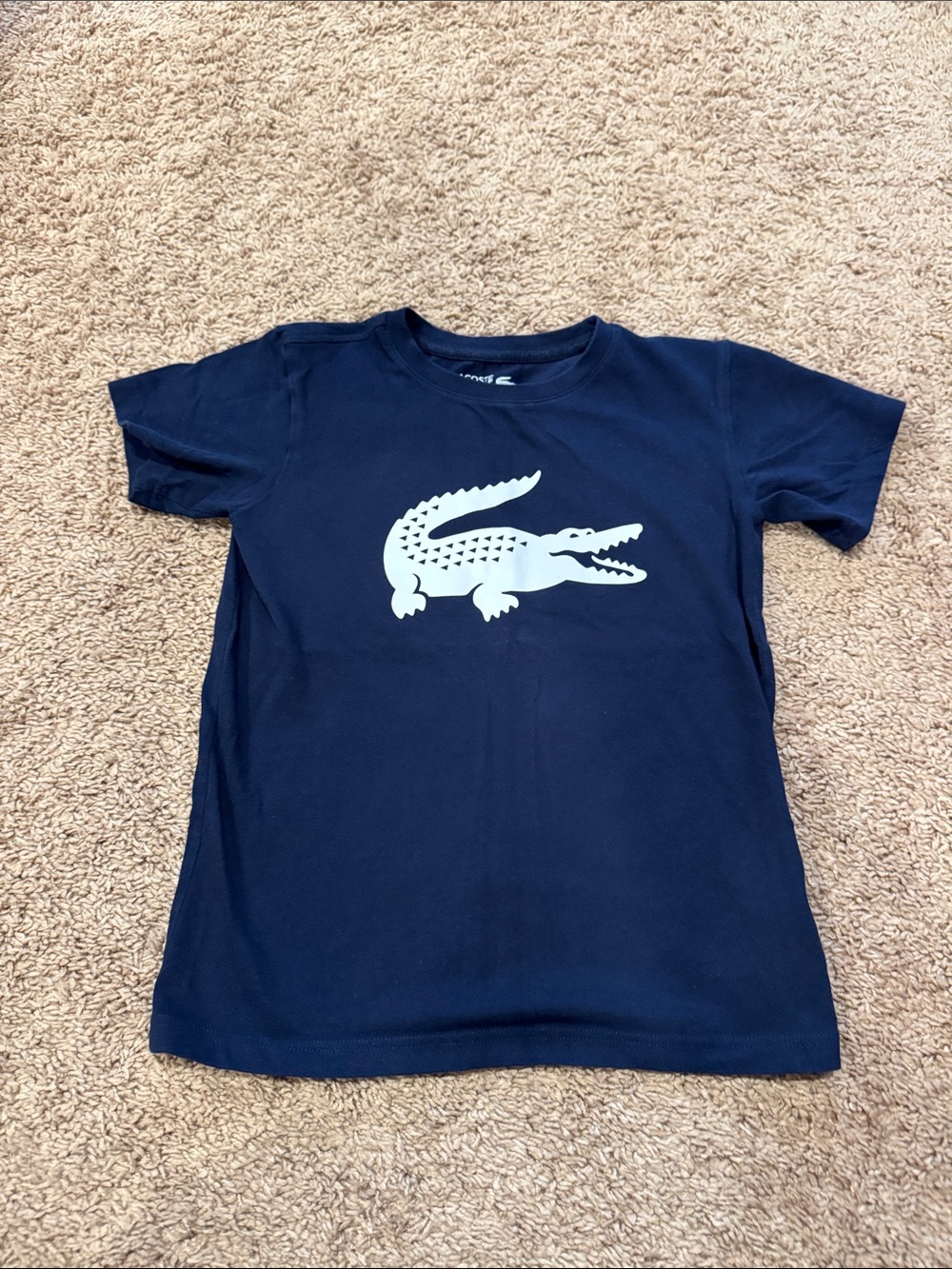 Lacoste Navy Blue Tee with White Crocodile Logo - Kids size 8